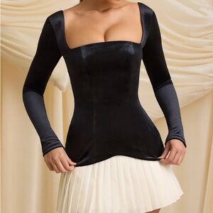 Oh Polly Black and Cream Mini Dress